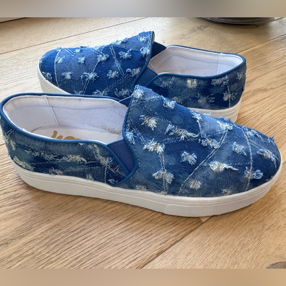 Sam Edelman Lacey Slip-On Platform Sneaker Shoe Flat Blue/White 8.5 New in box